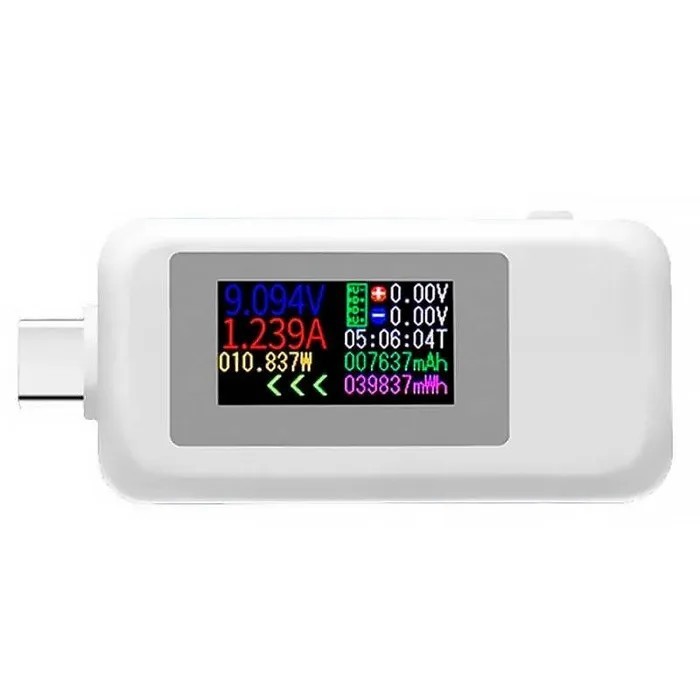 USB Type-C тестер Keweisi KWS-1902C, белый / измерительный прибор 24pin, измерение тока, напряжения, энергии, сопротивления